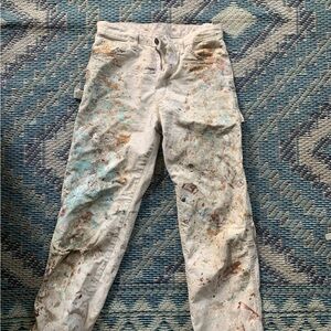 Dickies painters whites with paint splatters. Women. Avant- hard paint on top.